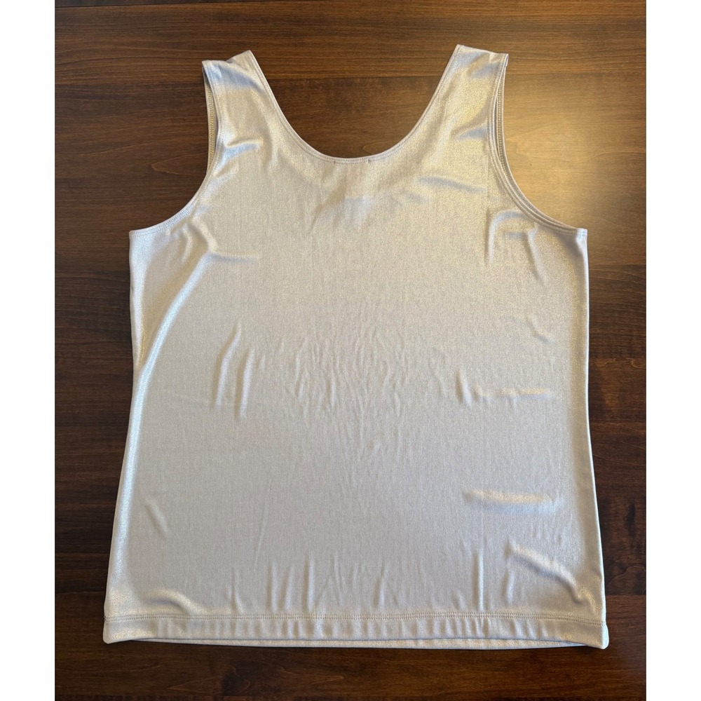 Chicos Travelers Metallic Champagne Gold Tank Top Sleeveless Scoop Neck Size 2 L - Picture 2 of 5